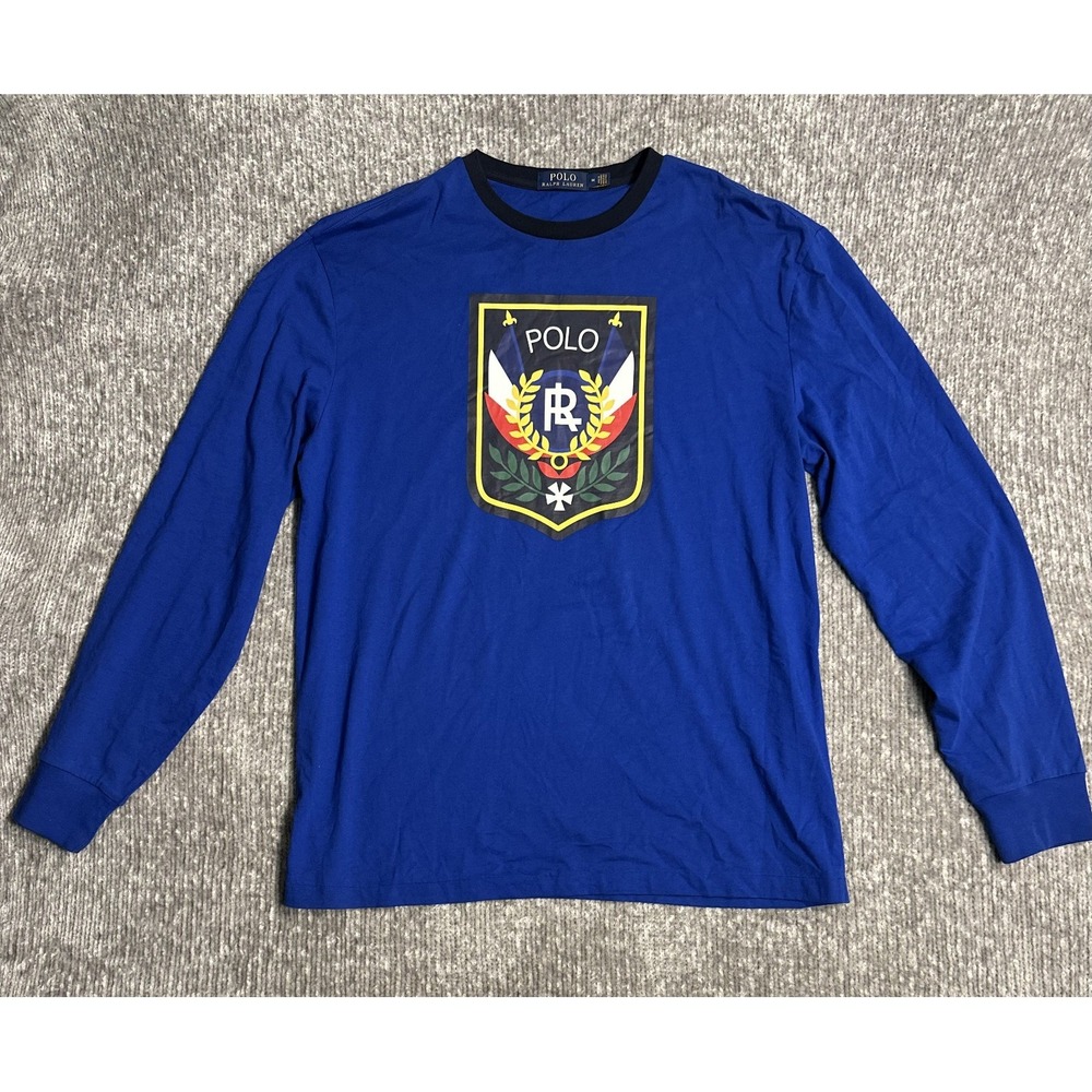 Polo Ralph Laruen T-Shirt Blue M Crest Graphic Olympics Summer Casual